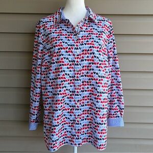 •Talbots• Heart Pattern Button Down Blouse -  Size XL